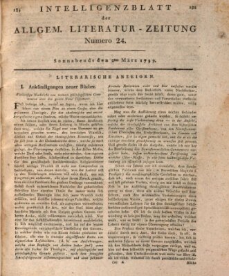 Allgemeine Literatur-Zeitung (Literarisches Zentralblatt für Deutschland) Samstag 2. März 1799