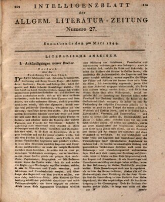 Allgemeine Literatur-Zeitung (Literarisches Zentralblatt für Deutschland) Samstag 9. März 1799