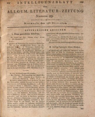 Allgemeine Literatur-Zeitung (Literarisches Zentralblatt für Deutschland) Mittwoch 13. März 1799