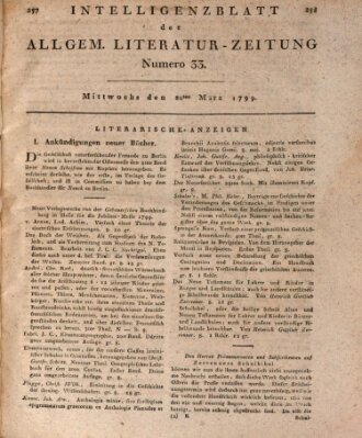 Allgemeine Literatur-Zeitung (Literarisches Zentralblatt für Deutschland) Mittwoch 20. März 1799