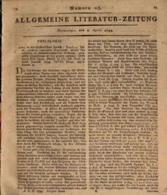 Allgemeine Literatur-Zeitung (Literarisches Zentralblatt für Deutschland) Dienstag 9. April 1799