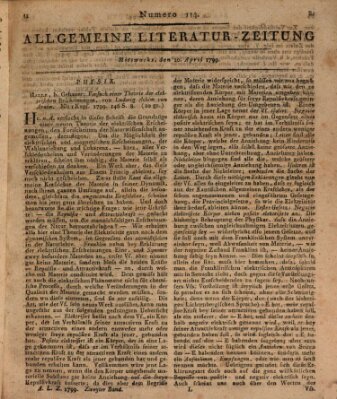 Allgemeine Literatur-Zeitung (Literarisches Zentralblatt für Deutschland) Mittwoch 10. April 1799