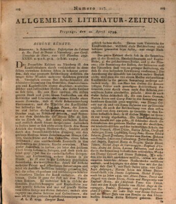 Allgemeine Literatur-Zeitung (Literarisches Zentralblatt für Deutschland) Freitag 12. April 1799