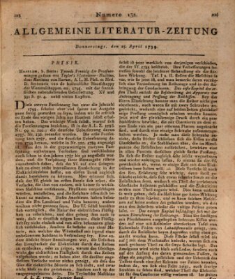 Allgemeine Literatur-Zeitung (Literarisches Zentralblatt für Deutschland) Donnerstag 25. April 1799