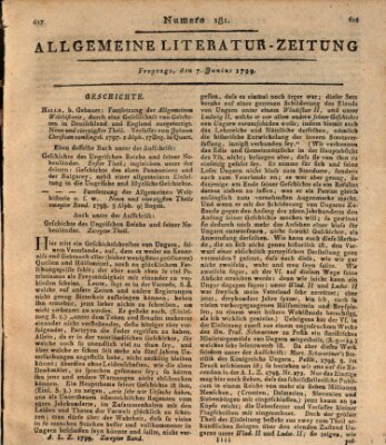 Allgemeine Literatur-Zeitung (Literarisches Zentralblatt für Deutschland) Freitag 7. Juni 1799