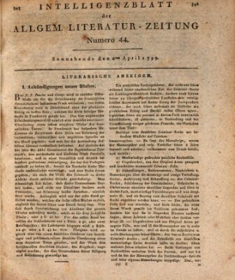 Allgemeine Literatur-Zeitung (Literarisches Zentralblatt für Deutschland) Samstag 6. April 1799