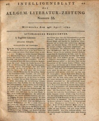 Allgemeine Literatur-Zeitung (Literarisches Zentralblatt für Deutschland) Mittwoch 24. April 1799