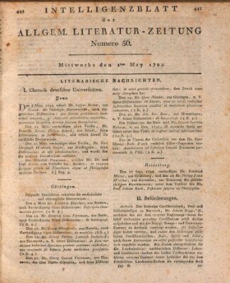 Allgemeine Literatur-Zeitung (Literarisches Zentralblatt für Deutschland) Mittwoch 1. Mai 1799