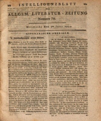 Allgemeine Literatur-Zeitung (Literarisches Zentralblatt für Deutschland) Mittwoch 5. Juni 1799