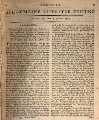 Allgemeine Literatur-Zeitung (Literarisches Zentralblatt für Deutschland) Donnerstag 4. Juli 1799