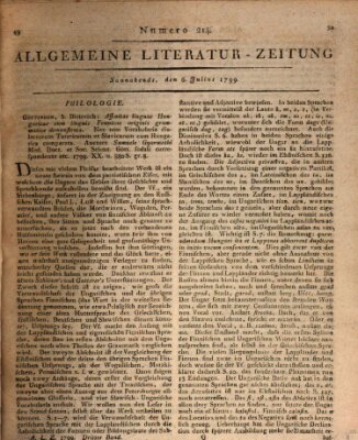 Allgemeine Literatur-Zeitung (Literarisches Zentralblatt für Deutschland) Samstag 6. Juli 1799