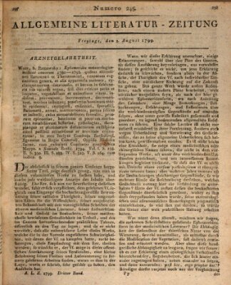 Allgemeine Literatur-Zeitung (Literarisches Zentralblatt für Deutschland) Freitag 2. August 1799