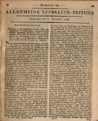 Allgemeine Literatur-Zeitung (Literarisches Zentralblatt für Deutschland) Dienstag 3. September 1799