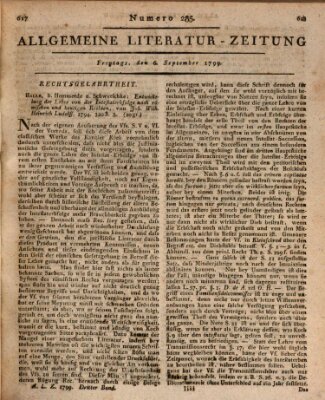 Allgemeine Literatur-Zeitung (Literarisches Zentralblatt für Deutschland) Freitag 6. September 1799