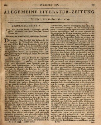 Allgemeine Literatur-Zeitung (Literarisches Zentralblatt für Deutschland) Freitag 13. September 1799