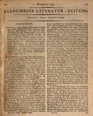 Allgemeine Literatur-Zeitung (Literarisches Zentralblatt für Deutschland) Dienstag 17. September 1799