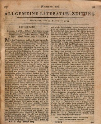 Allgemeine Literatur-Zeitung (Literarisches Zentralblatt für Deutschland) Mittwoch 25. September 1799