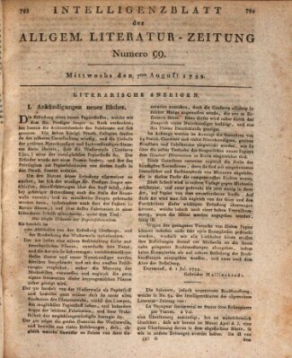 Allgemeine Literatur-Zeitung (Literarisches Zentralblatt für Deutschland) Mittwoch 7. August 1799