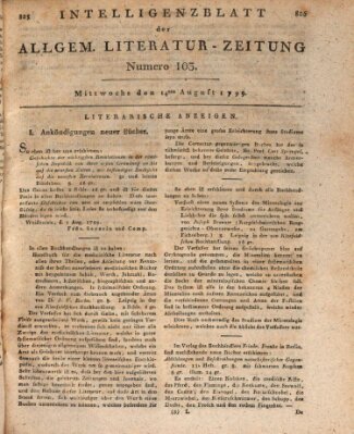 Allgemeine Literatur-Zeitung (Literarisches Zentralblatt für Deutschland) Mittwoch 14. August 1799