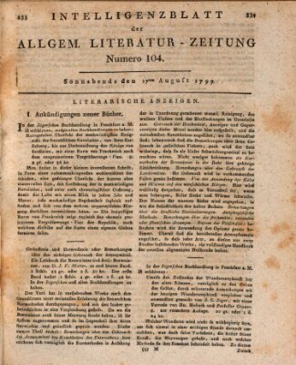 Allgemeine Literatur-Zeitung (Literarisches Zentralblatt für Deutschland) Samstag 17. August 1799