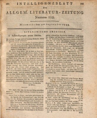 Allgemeine Literatur-Zeitung (Literarisches Zentralblatt für Deutschland) Mittwoch 11. September 1799