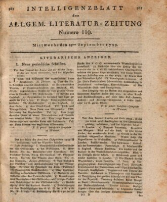 Allgemeine Literatur-Zeitung (Literarisches Zentralblatt für Deutschland) Mittwoch 25. September 1799