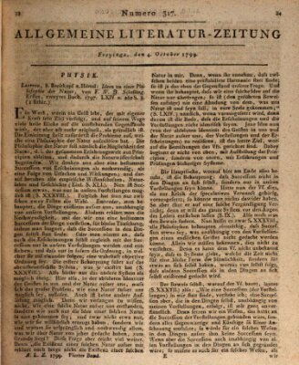 Allgemeine Literatur-Zeitung (Literarisches Zentralblatt für Deutschland) Freitag 4. Oktober 1799