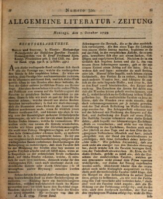 Allgemeine Literatur-Zeitung (Literarisches Zentralblatt für Deutschland) Montag 7. Oktober 1799