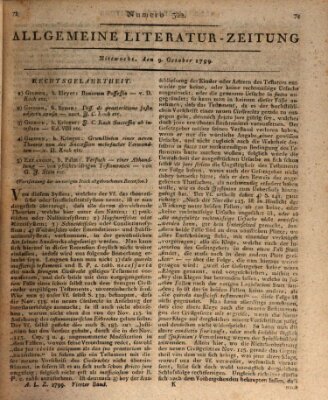 Allgemeine Literatur-Zeitung (Literarisches Zentralblatt für Deutschland) Mittwoch 9. Oktober 1799