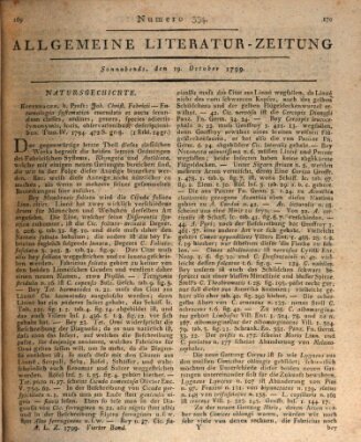 Allgemeine Literatur-Zeitung (Literarisches Zentralblatt für Deutschland) Samstag 19. Oktober 1799