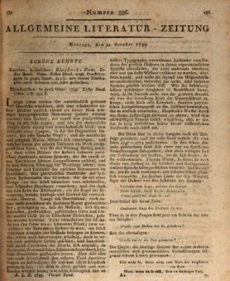 Allgemeine Literatur-Zeitung (Literarisches Zentralblatt für Deutschland) Montag 21. Oktober 1799