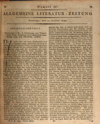 Allgemeine Literatur-Zeitung (Literarisches Zentralblatt für Deutschland) Dienstag 22. Oktober 1799