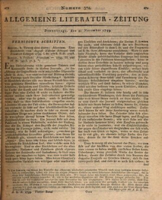 Allgemeine Literatur-Zeitung (Literarisches Zentralblatt für Deutschland) Donnerstag 21. November 1799