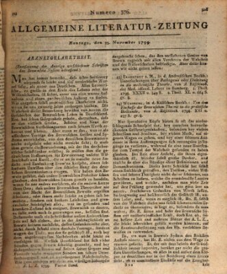 Allgemeine Literatur-Zeitung (Literarisches Zentralblatt für Deutschland) Montag 25. November 1799