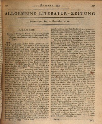 Allgemeine Literatur-Zeitung (Literarisches Zentralblatt für Deutschland) Dienstag 3. Dezember 1799