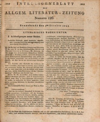 Allgemeine Literatur-Zeitung (Literarisches Zentralblatt für Deutschland) Samstag 5. Oktober 1799