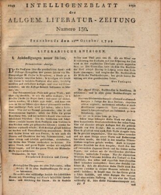 Allgemeine Literatur-Zeitung (Literarisches Zentralblatt für Deutschland) Samstag 12. Oktober 1799