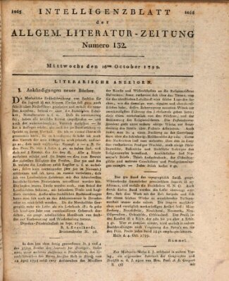 Allgemeine Literatur-Zeitung (Literarisches Zentralblatt für Deutschland) Mittwoch 16. Oktober 1799