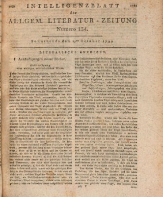 Allgemeine Literatur-Zeitung (Literarisches Zentralblatt für Deutschland) Samstag 19. Oktober 1799