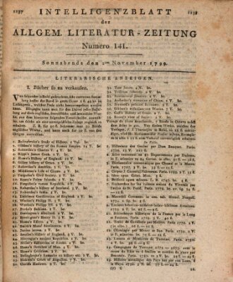 Allgemeine Literatur-Zeitung (Literarisches Zentralblatt für Deutschland) Samstag 2. November 1799