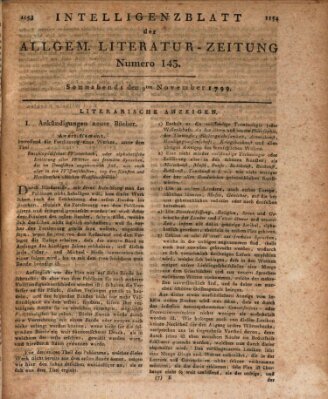 Allgemeine Literatur-Zeitung (Literarisches Zentralblatt für Deutschland) Samstag 9. November 1799