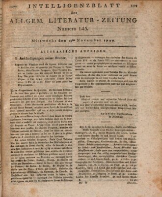 Allgemeine Literatur-Zeitung (Literarisches Zentralblatt für Deutschland) Mittwoch 13. November 1799