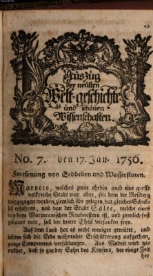 Auszug der neuesten Weltgeschichte und schönen Wissenschaften (Erlanger Real-Zeitung) Samstag 17. Januar 1756