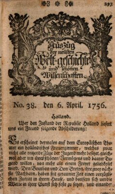 Auszug der neuesten Weltgeschichte und schönen Wissenschaften (Erlanger Real-Zeitung) Dienstag 6. April 1756