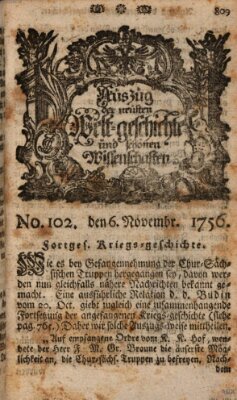 Auszug der neuesten Weltgeschichte und schönen Wissenschaften (Erlanger Real-Zeitung) Samstag 6. November 1756