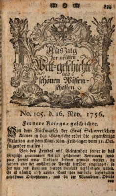 Auszug der neuesten Weltgeschichte und schönen Wissenschaften (Erlanger Real-Zeitung) Dienstag 16. November 1756