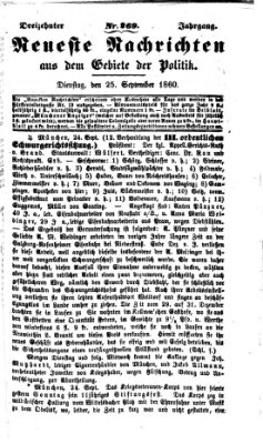 Neueste Nachrichten aus dem Gebiete der Politik (Münchner neueste Nachrichten) Dienstag 25. September 1860