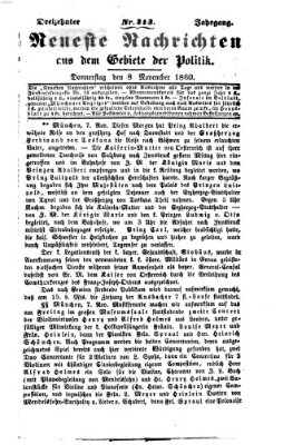 Neueste Nachrichten aus dem Gebiete der Politik (Münchner neueste Nachrichten) Donnerstag 8. November 1860