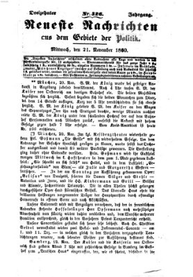 Neueste Nachrichten aus dem Gebiete der Politik (Münchner neueste Nachrichten) Mittwoch 21. November 1860