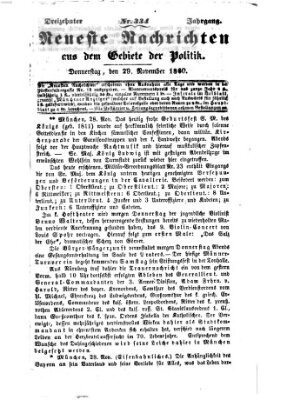 Neueste Nachrichten aus dem Gebiete der Politik (Münchner neueste Nachrichten) Donnerstag 29. November 1860